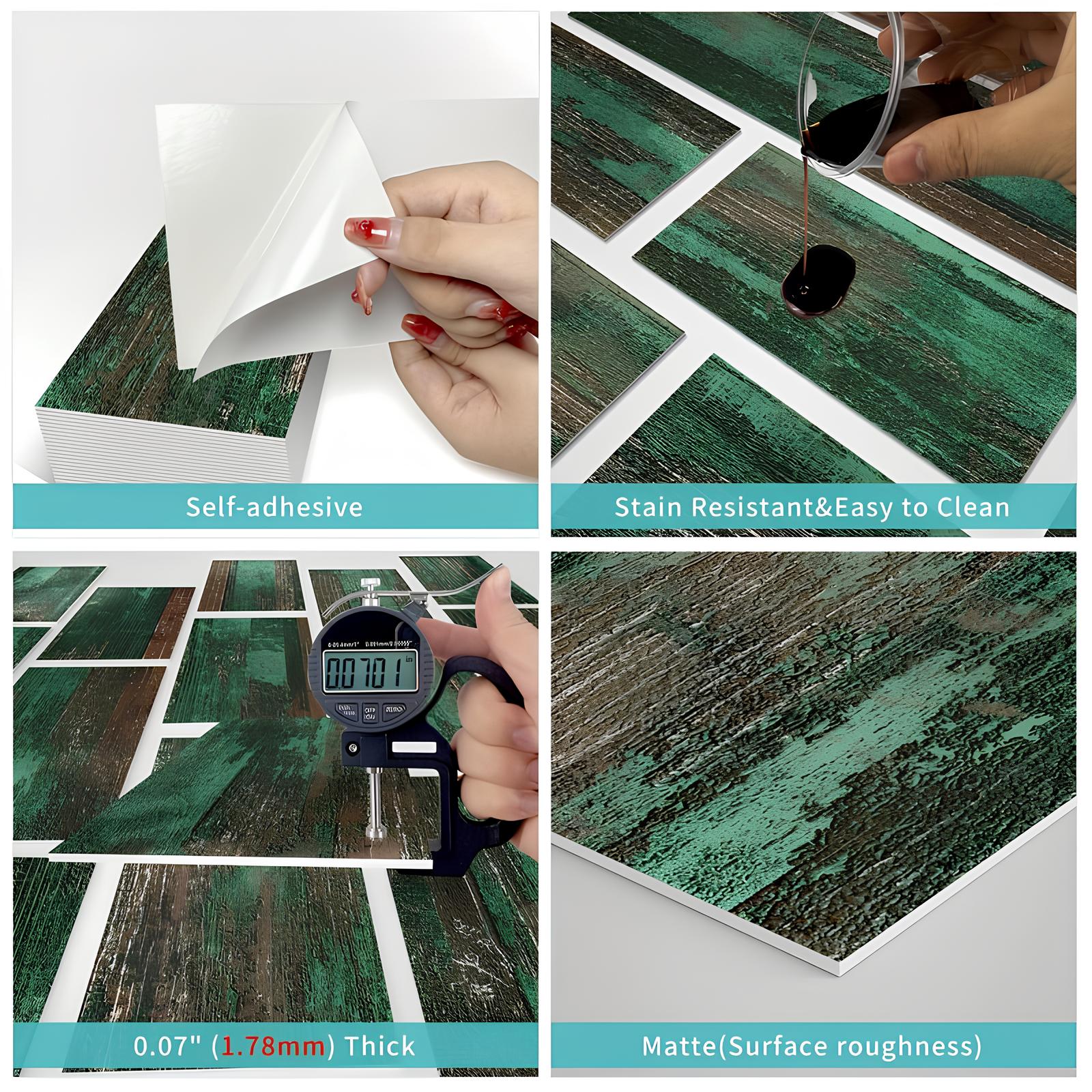 Carreaux adhésifs motif bois coloré - UstensilesCulinaires