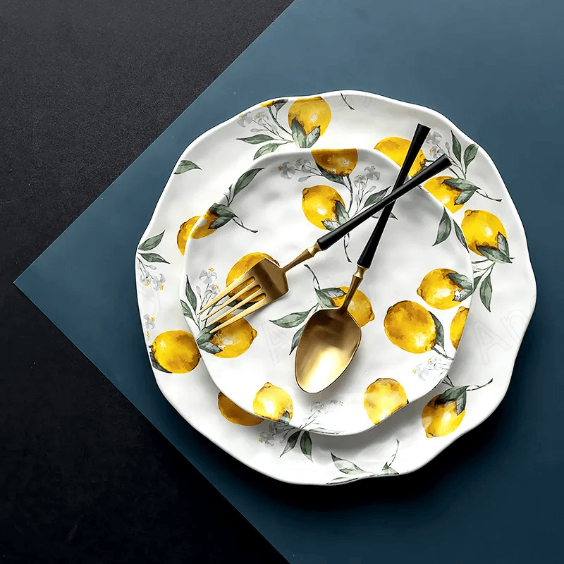 assiette à motif citron - UstensilesCulinaires