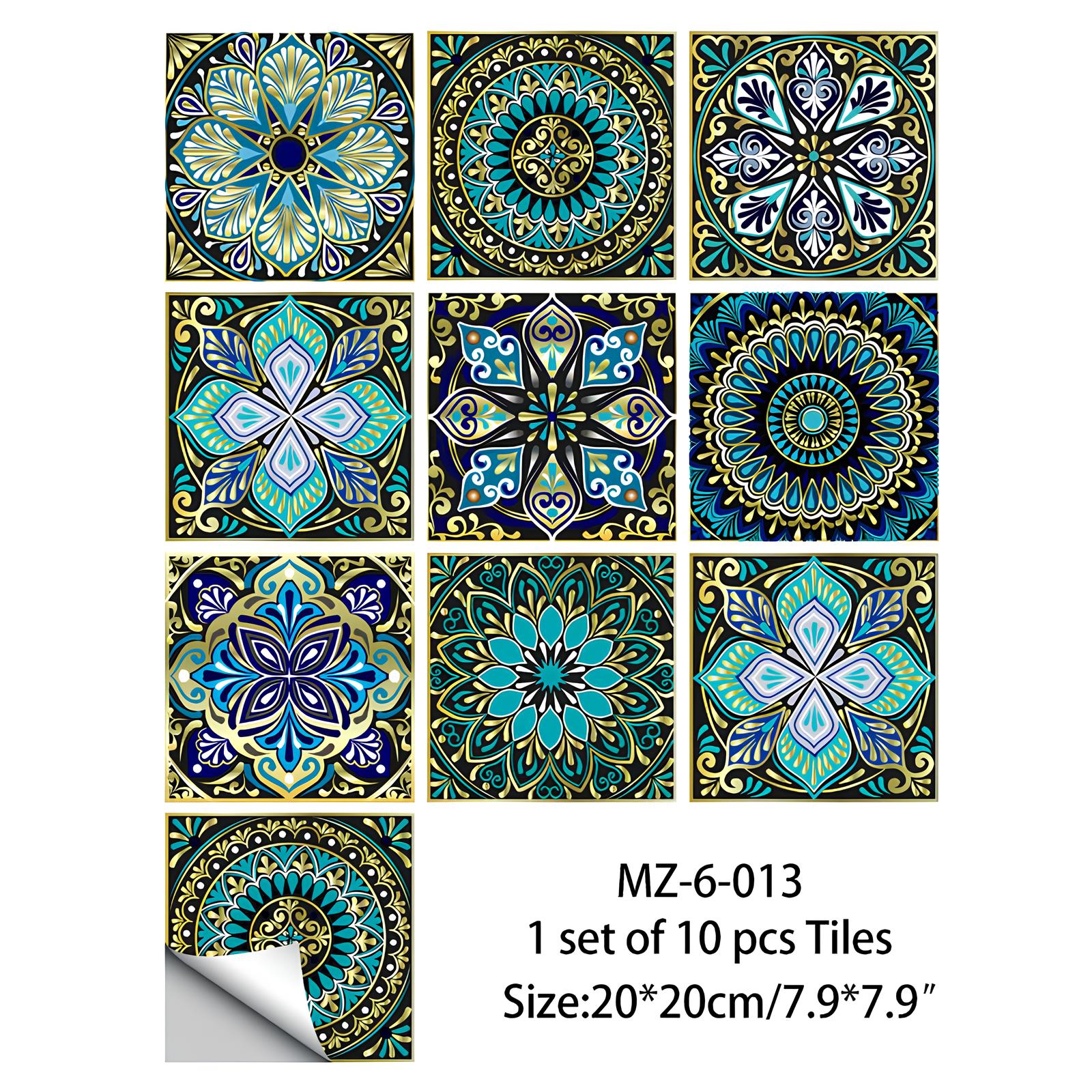 Carreaux adhésifs Mandala bleu turquoise - UstensilesCulinaires