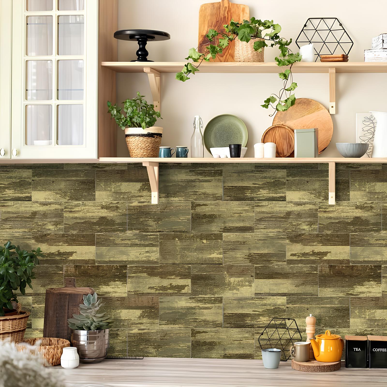 Carreaux adhésifs motif bois - UstensilesCulinaires