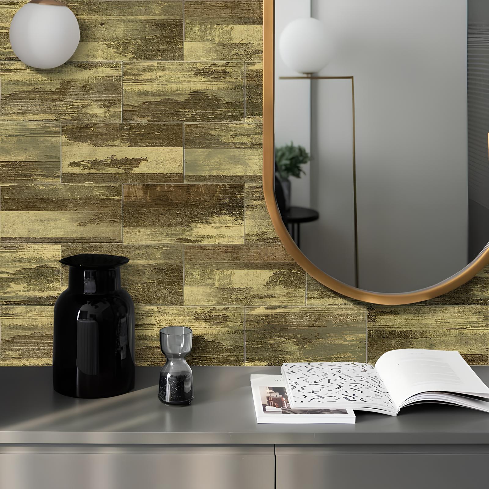 Carreaux adhésifs motif bois - UstensilesCulinaires