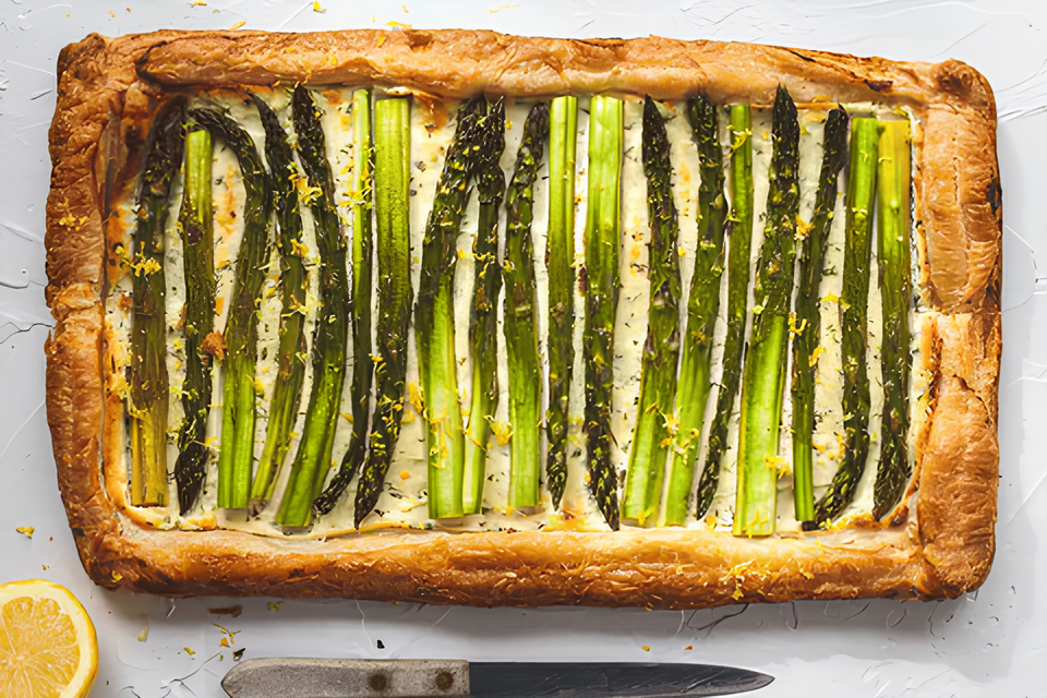 Tarte facile aux asperges et au fromage de chèvre