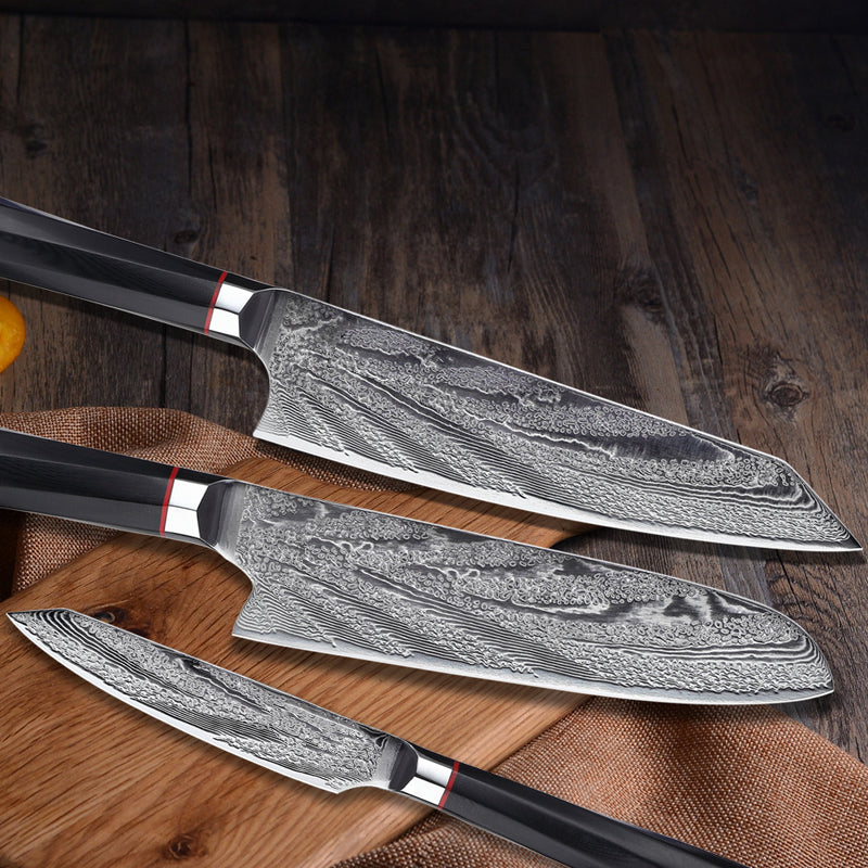 Set de Couteaux en Acier Damas avec Manche G10 - UstensilesCulinaires