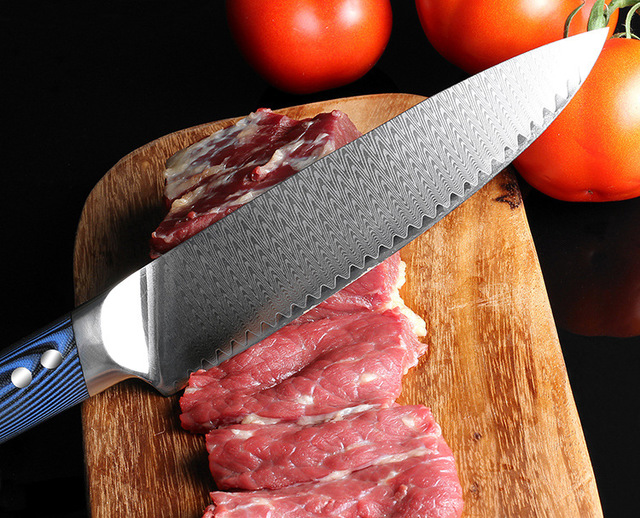 Couteau chef japonais en acier Damas - Satomi - UstensilesCulinaires