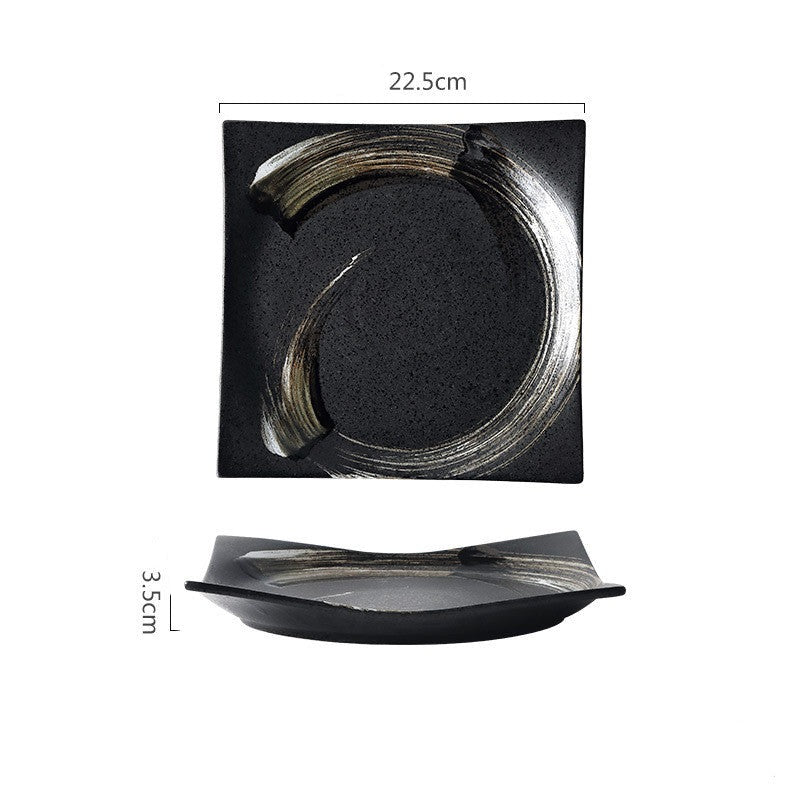 Assiette carrée noire | Assiette plate Carrée | Ustensiles Culinaires 