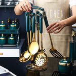 Set d'ustensiles de cuisine 7 pièces émeraulde - UstensilesCulinaires