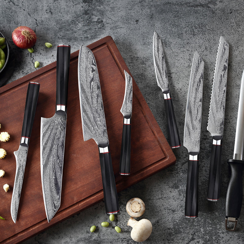 Set de Couteaux en Acier Damas avec Manche G10 - UstensilesCulinaires