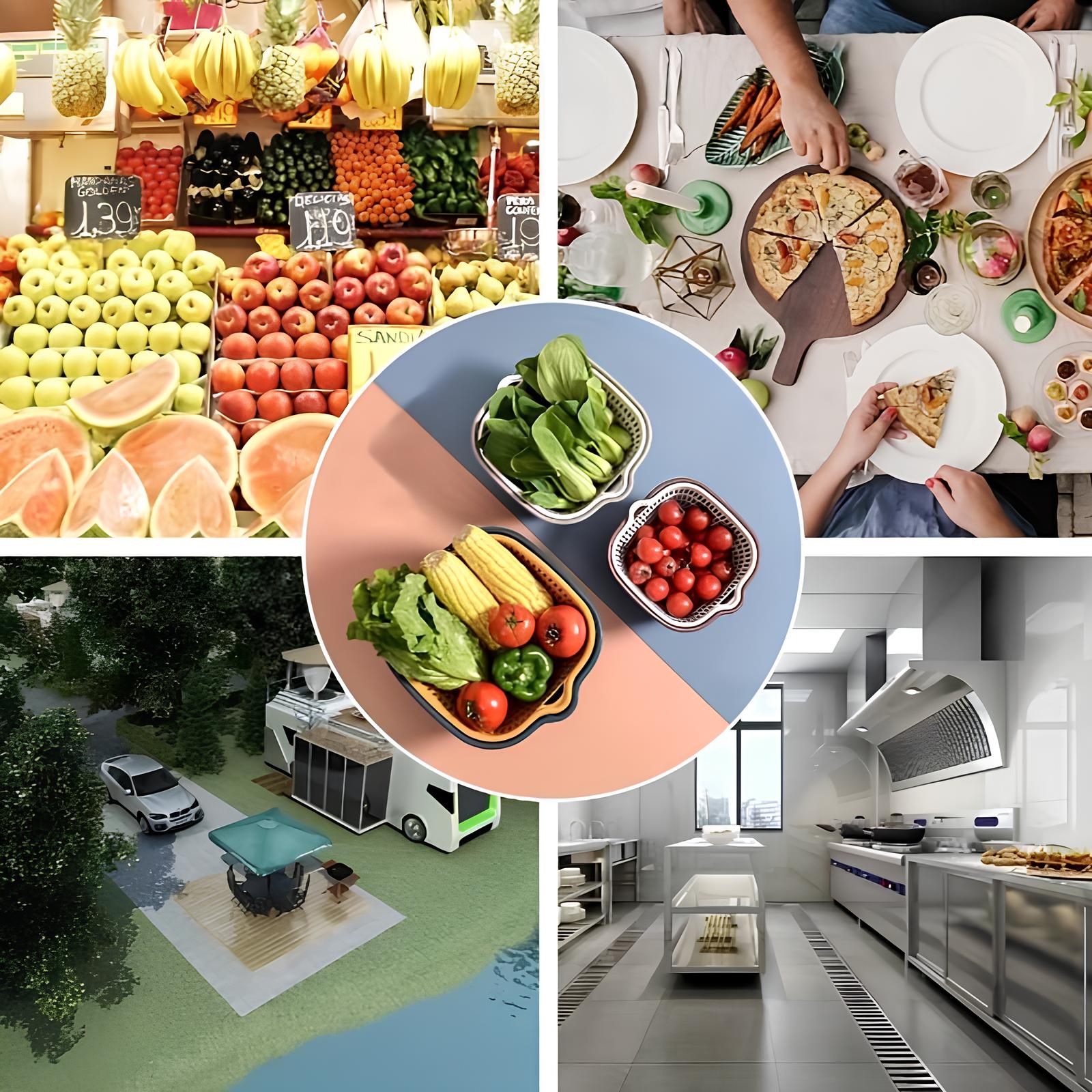 Passoires avec panier de vidange lot de 6 pièces - UstensilesCulinaires