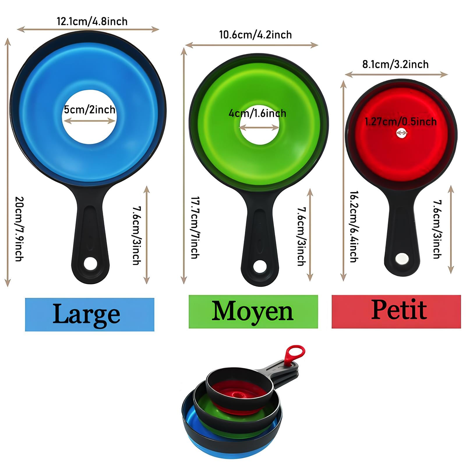 Entonnoirs culinaires à bordure noir en lot - UstensilesCulinaires