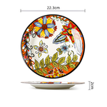 Assiette motif floral | Assiette floral fait main | Ustensiles Culinaires