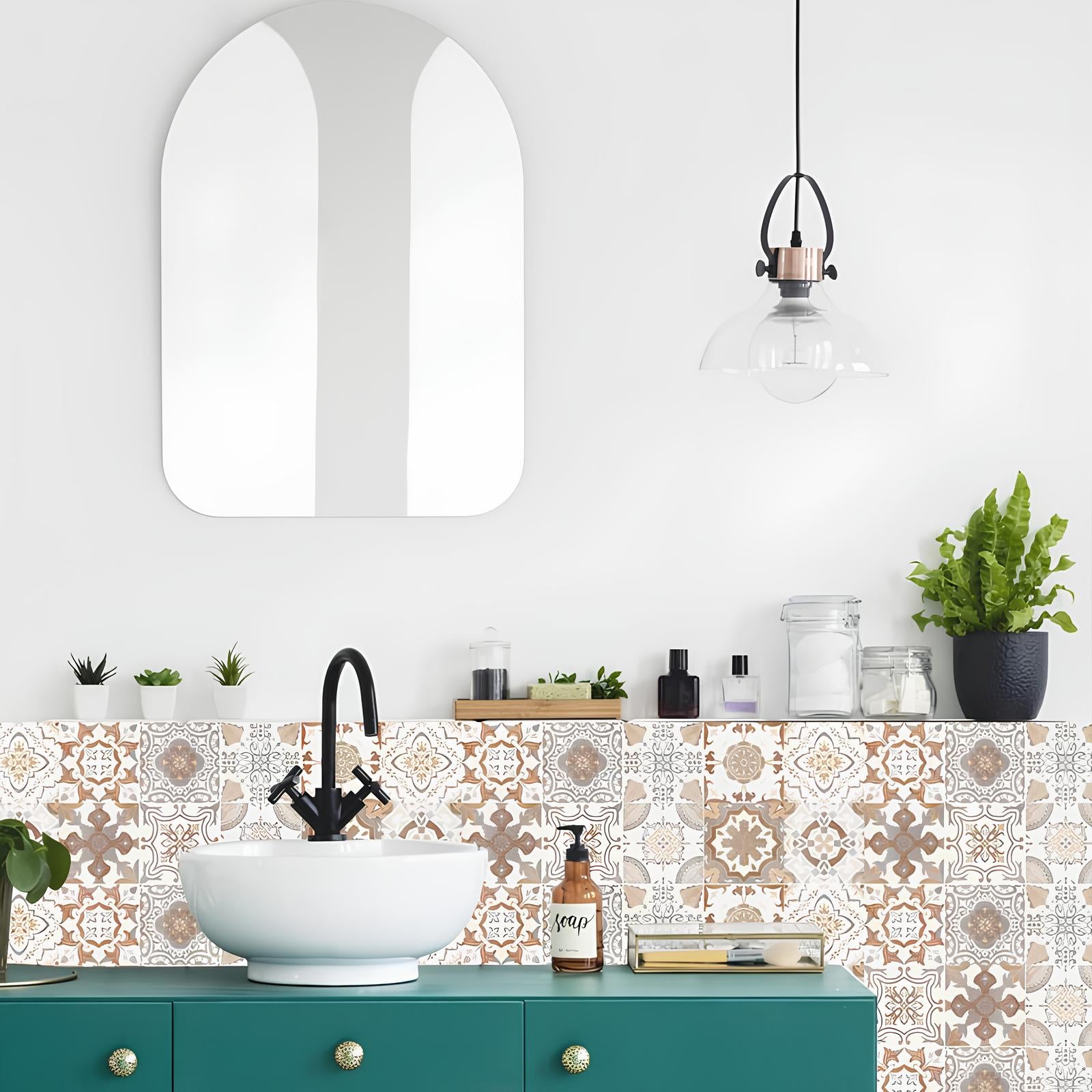 Autocollant mural imitation faïence beige - UstensilesCulinaires