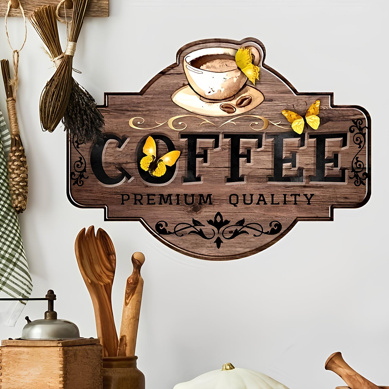 Stickers muraux - Coin Café Effet 3D - UstensilesCulinaires