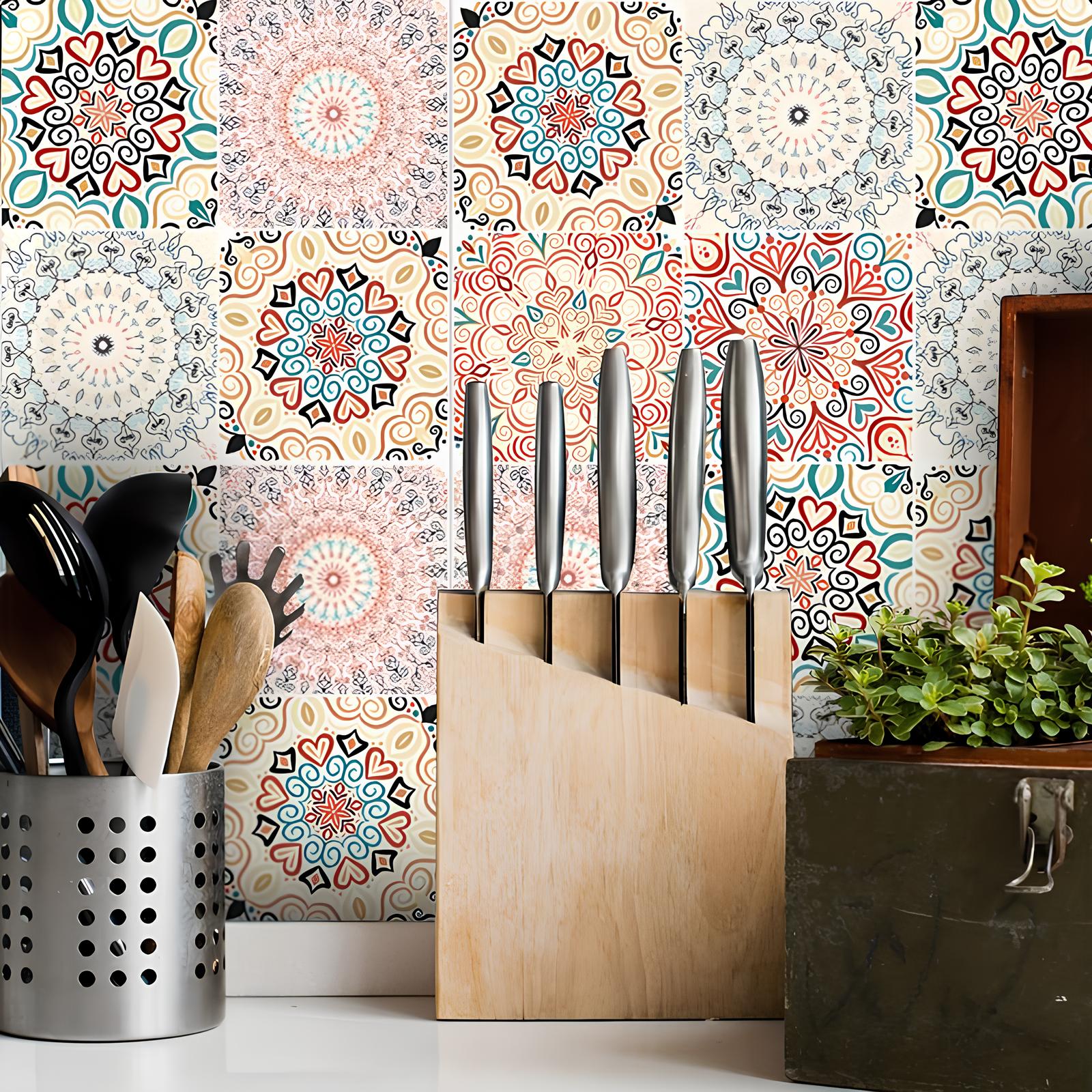 Autocollant mural à motif bohème - UstensilesCulinaires