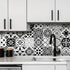 Autocollant mural imitation faïence noir et blanc - UstensilesCulinaires