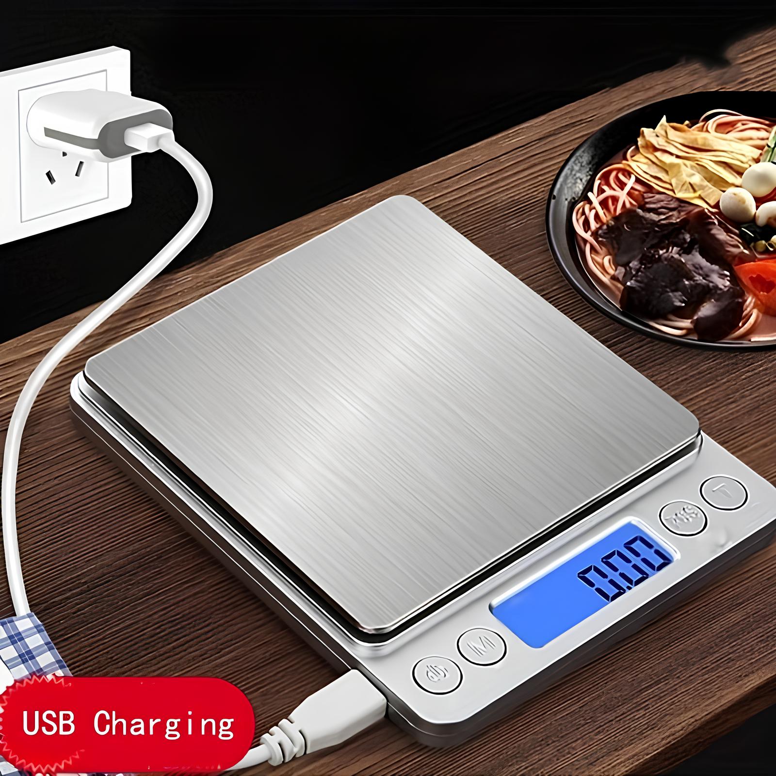 Balance de cuisine rechargeable en acier inoxydable - UstensilesCulinaires