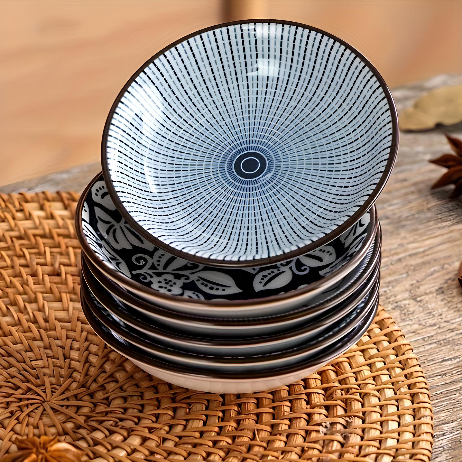 Ensemble de 6 bols à sauce en céramique - Motif floral - UstensilesCulinaires