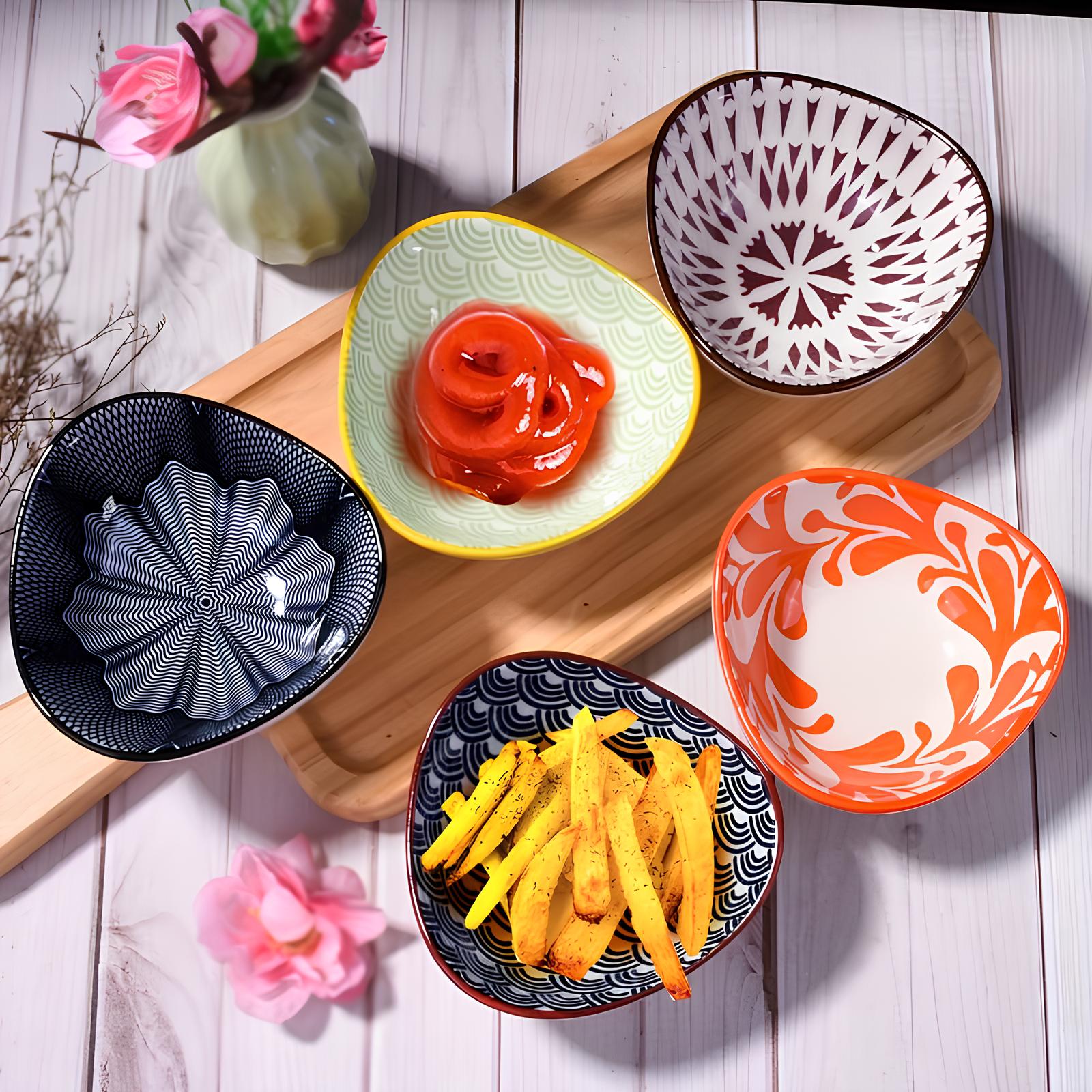 Ensemble de 5 bols à sauce en céramique japonaise - UstensilesCulinaires