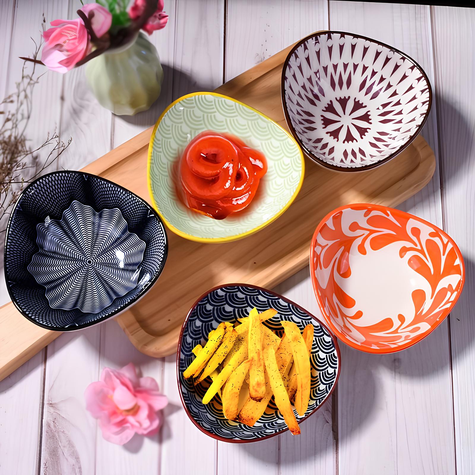 Ensemble de 5 bols à sauce en céramique japonaise - UstensilesCulinaires