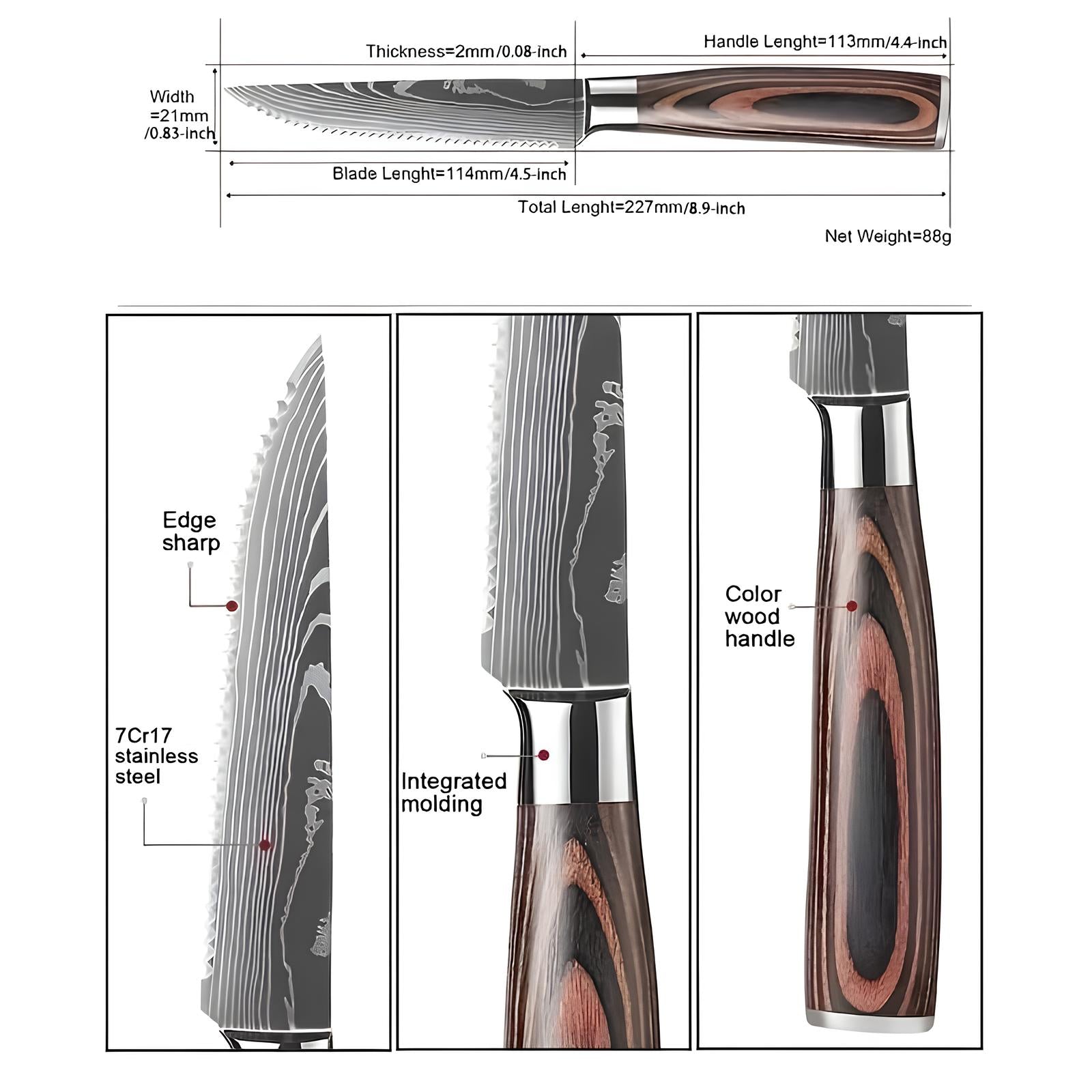 Couteau à steak d'exception en acier inoxydable - UstensilesCulinaires