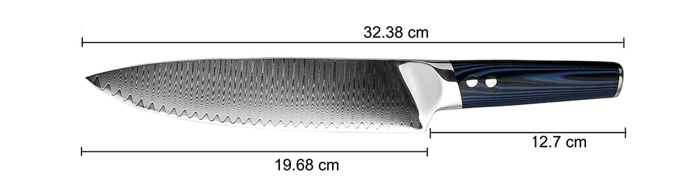 Couteau chef japonais en acier Damas - Satomi - UstensilesCulinaires
