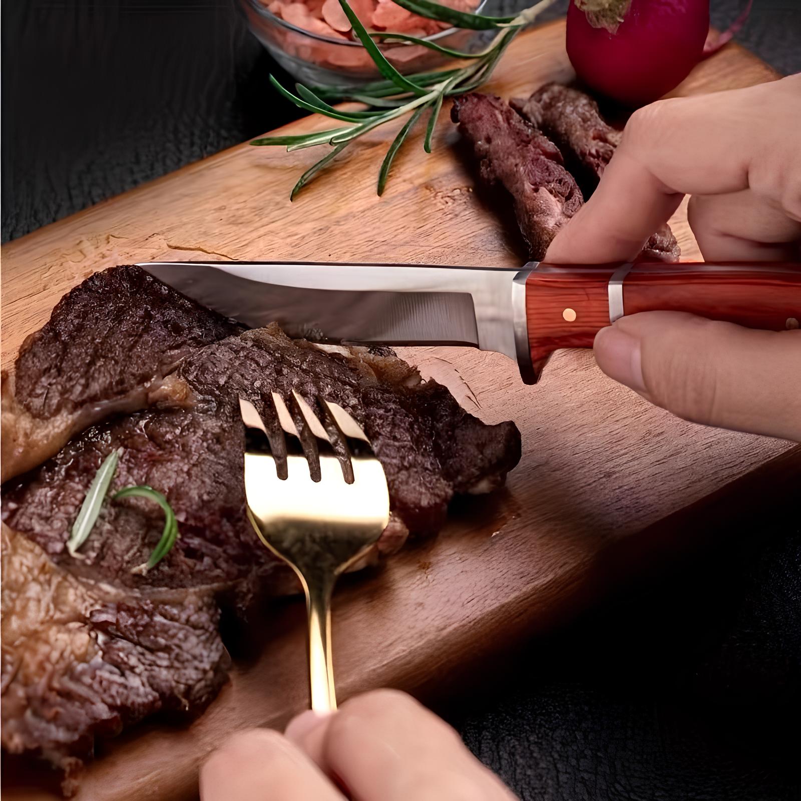 Couteaux à steak en acier à lame lisse tranchante - UstensilesCulinaires