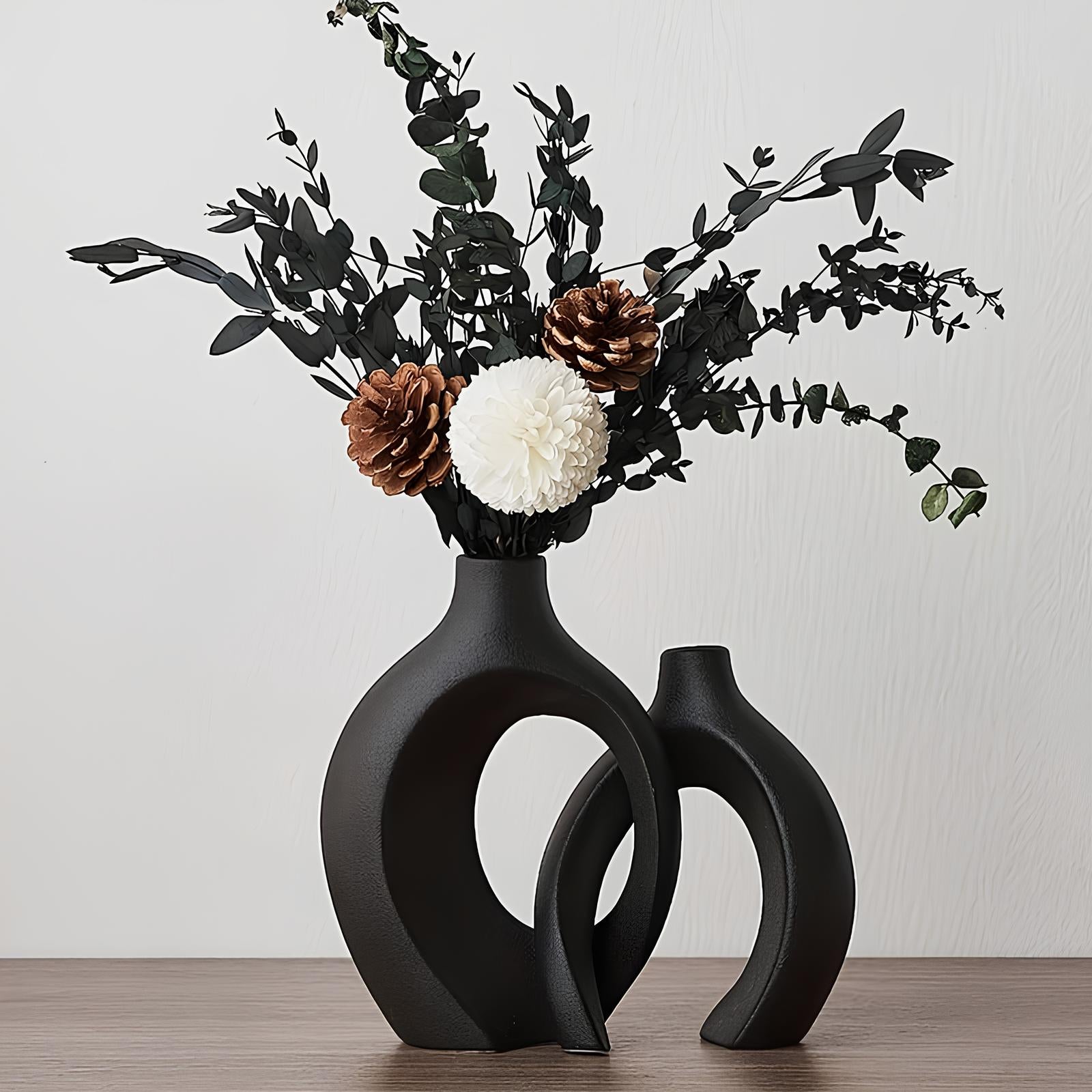 Ensemble de deux vases entrelacés - Harmonie décorative - UstensilesCulinaires