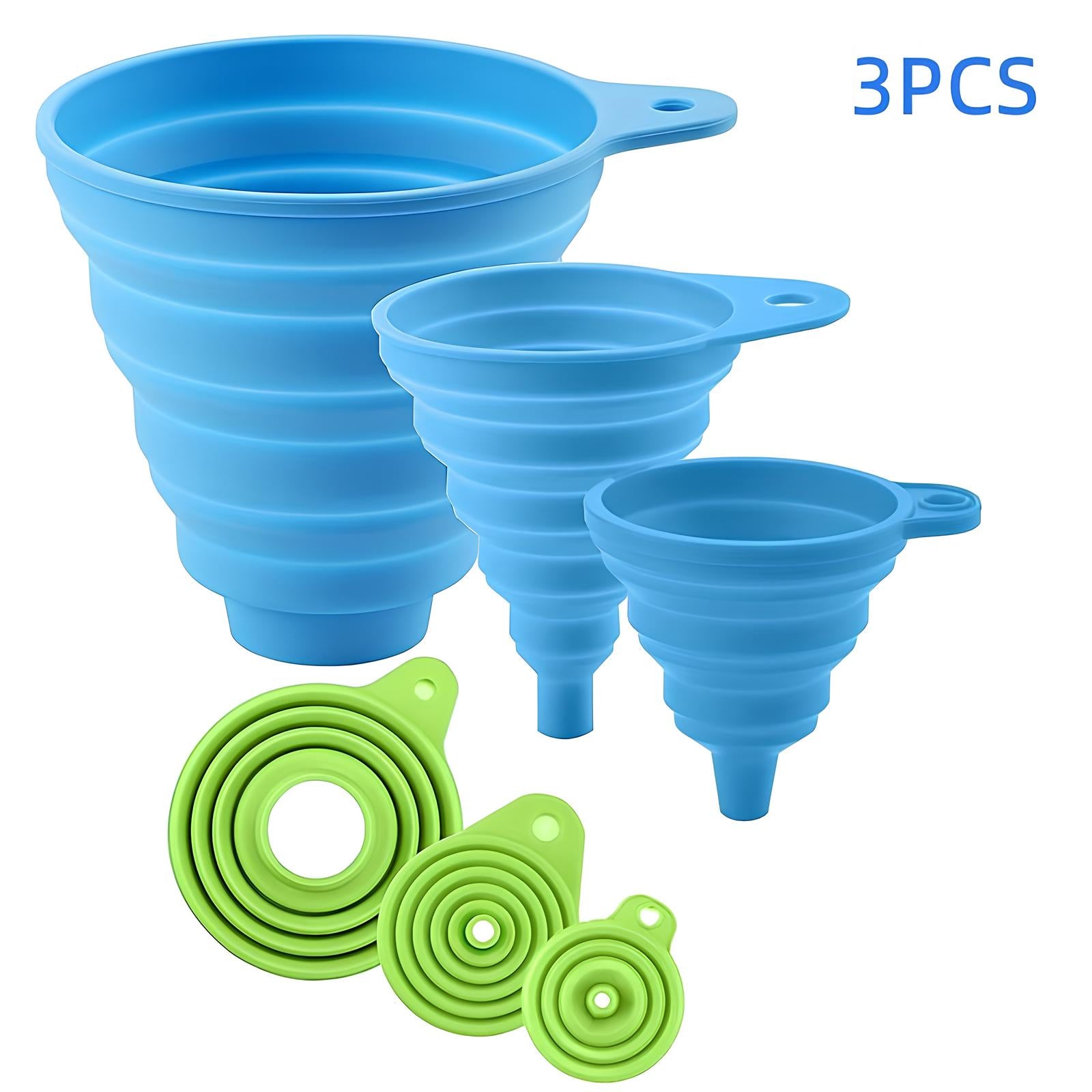 Ensemble de 3 entonnoirs pliables en silicone - UstensilesCulinaires