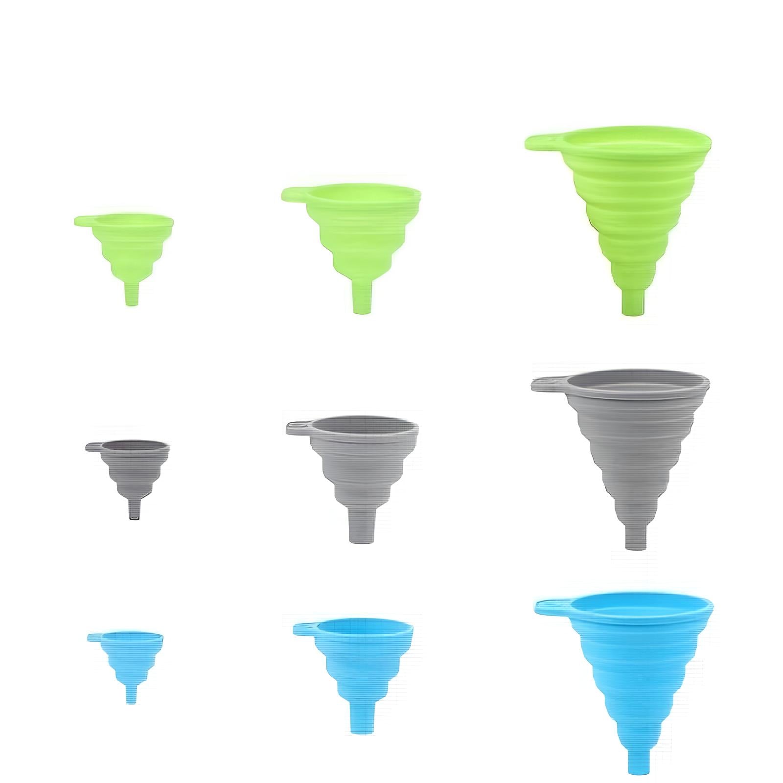 Ensemble de 3 entonnoirs pliables en silicone - UstensilesCulinaires