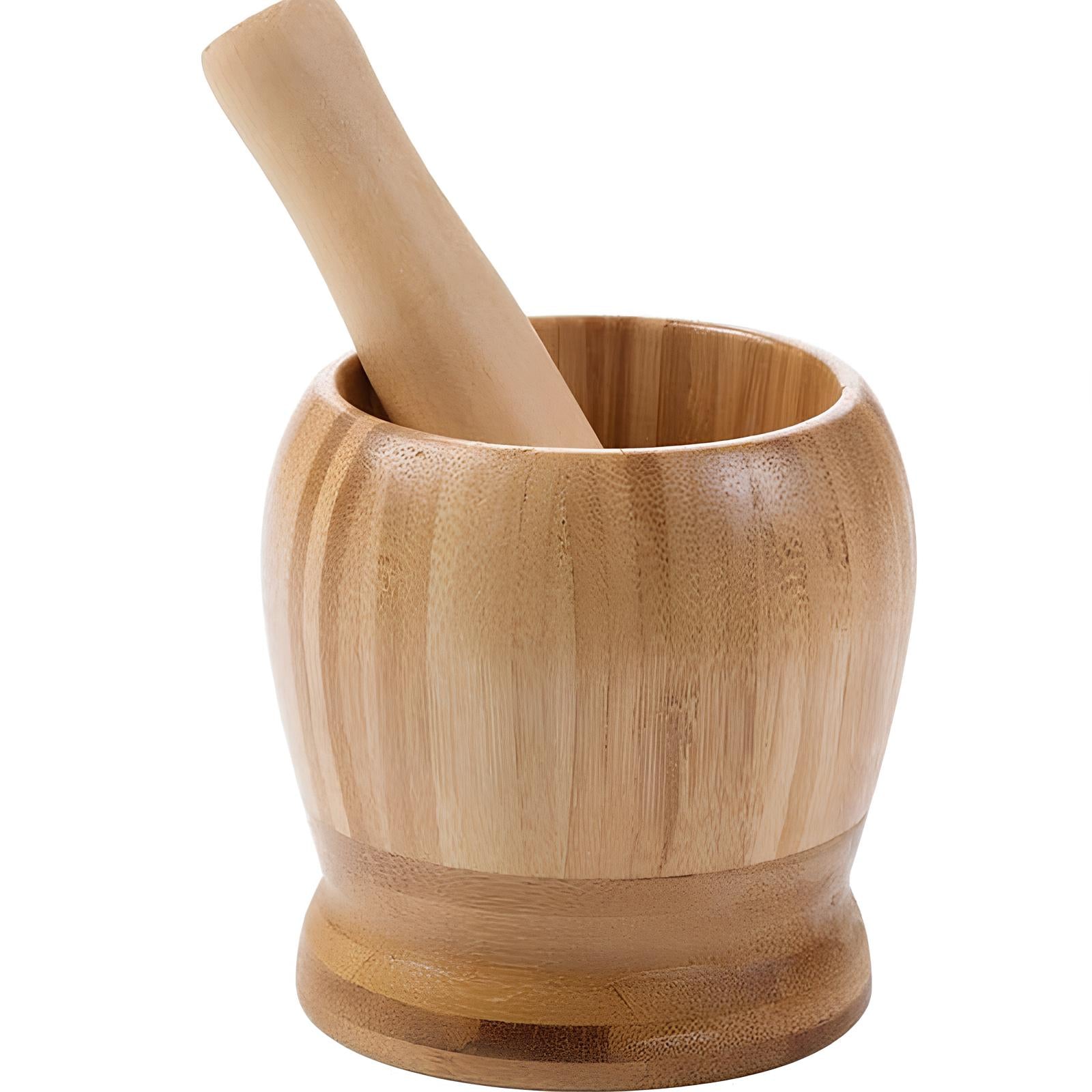 Mortier et pilon en bambou - UstensilesCulinaires