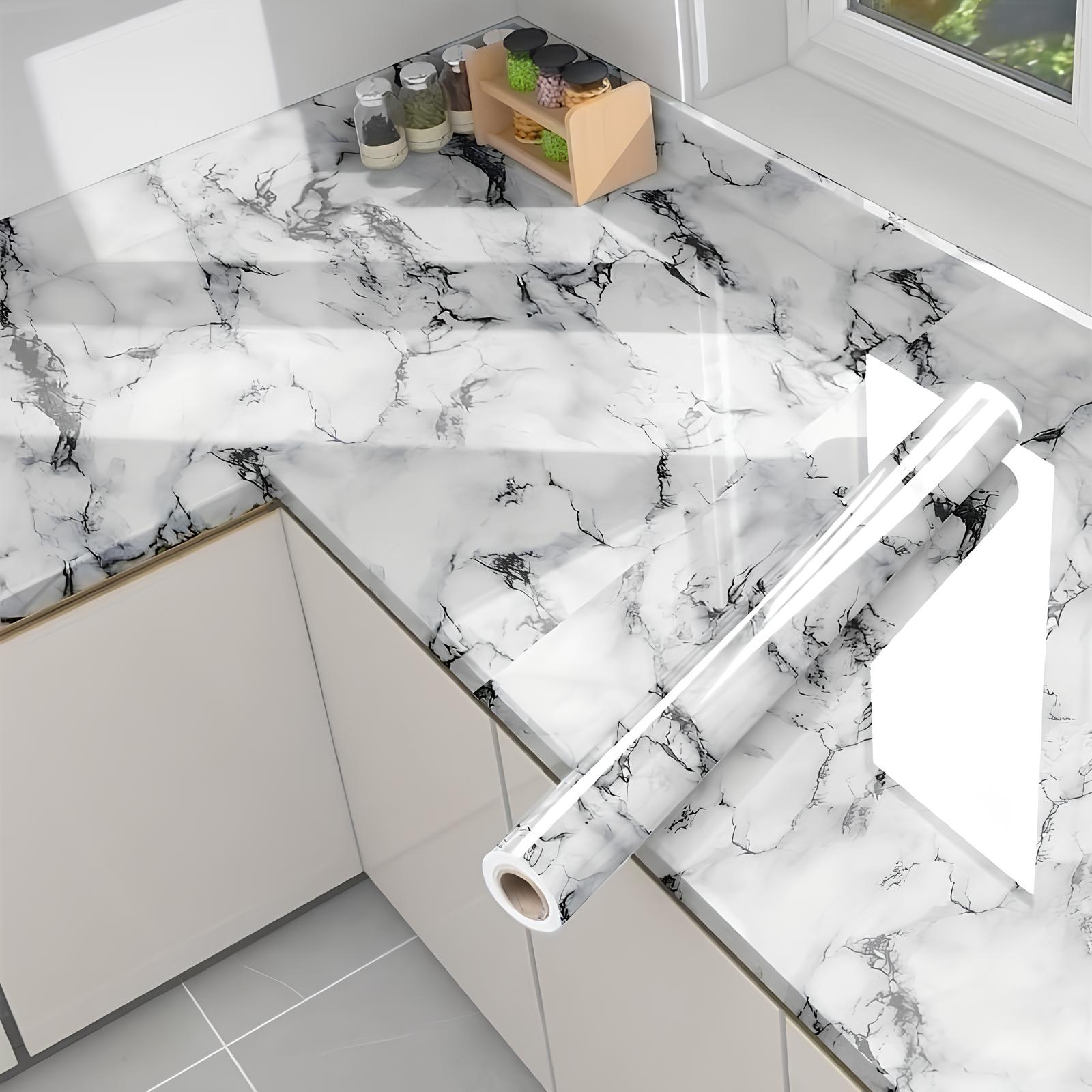 Autocollant mural aux motifs marbrés pour la cuisine - UstensilesCulinaires