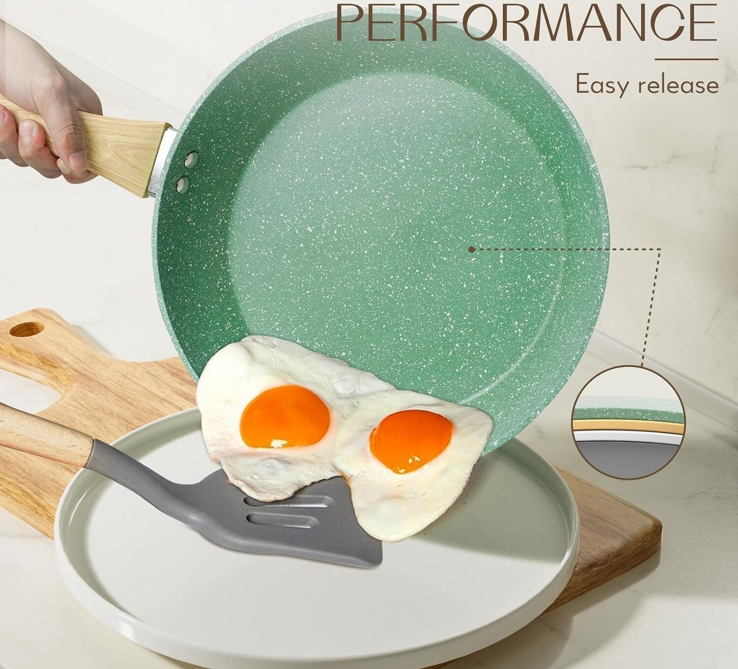 Turquoise Blue Non-Stick Aluminum Frying Pan 