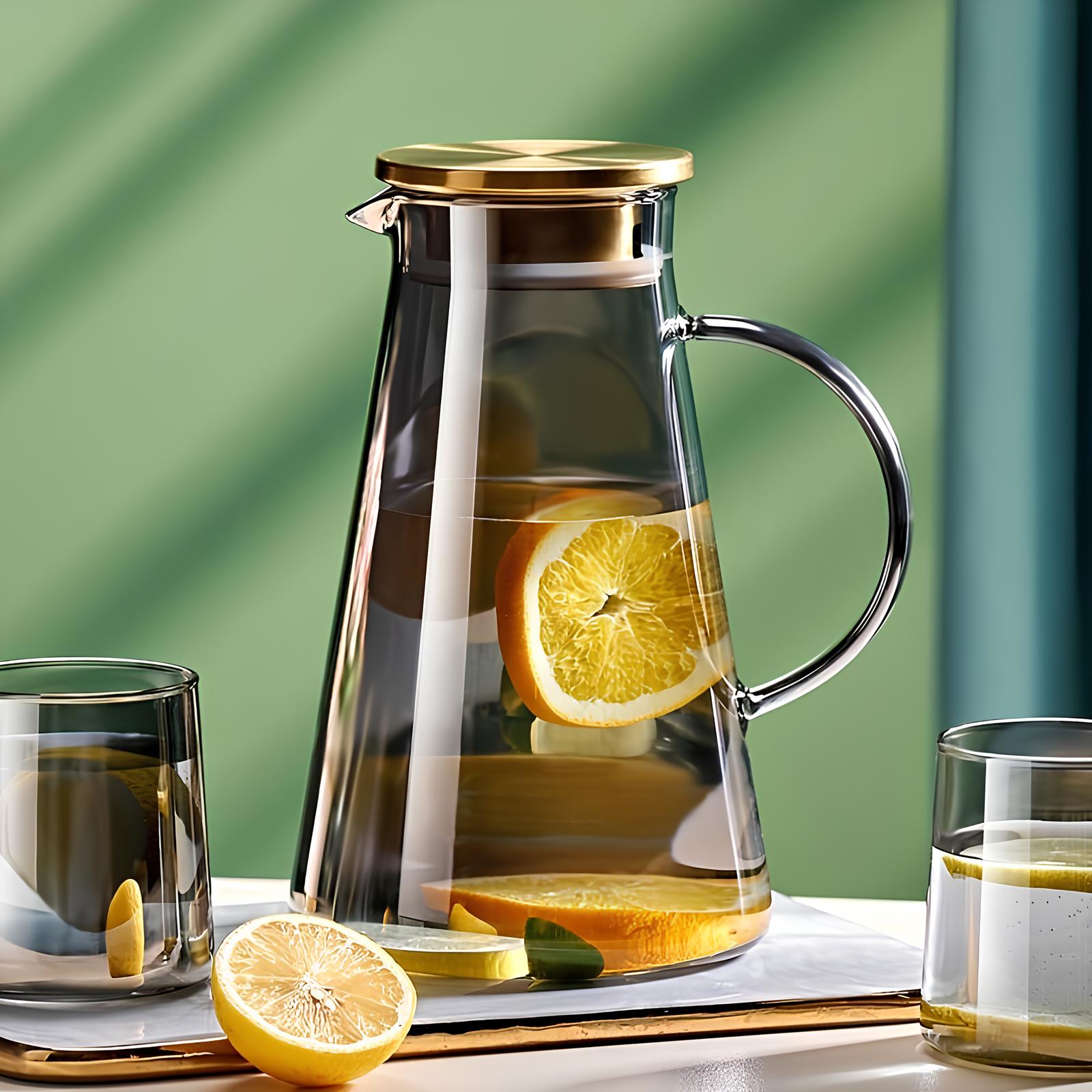 Carafe d'eau en verre borosilicate double fonction - UstensilesCulinaires