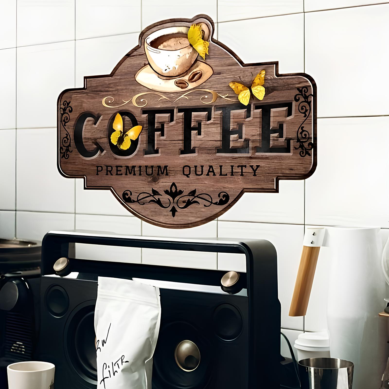 Stickers muraux - Coin Café Effet 3D - UstensilesCulinaires