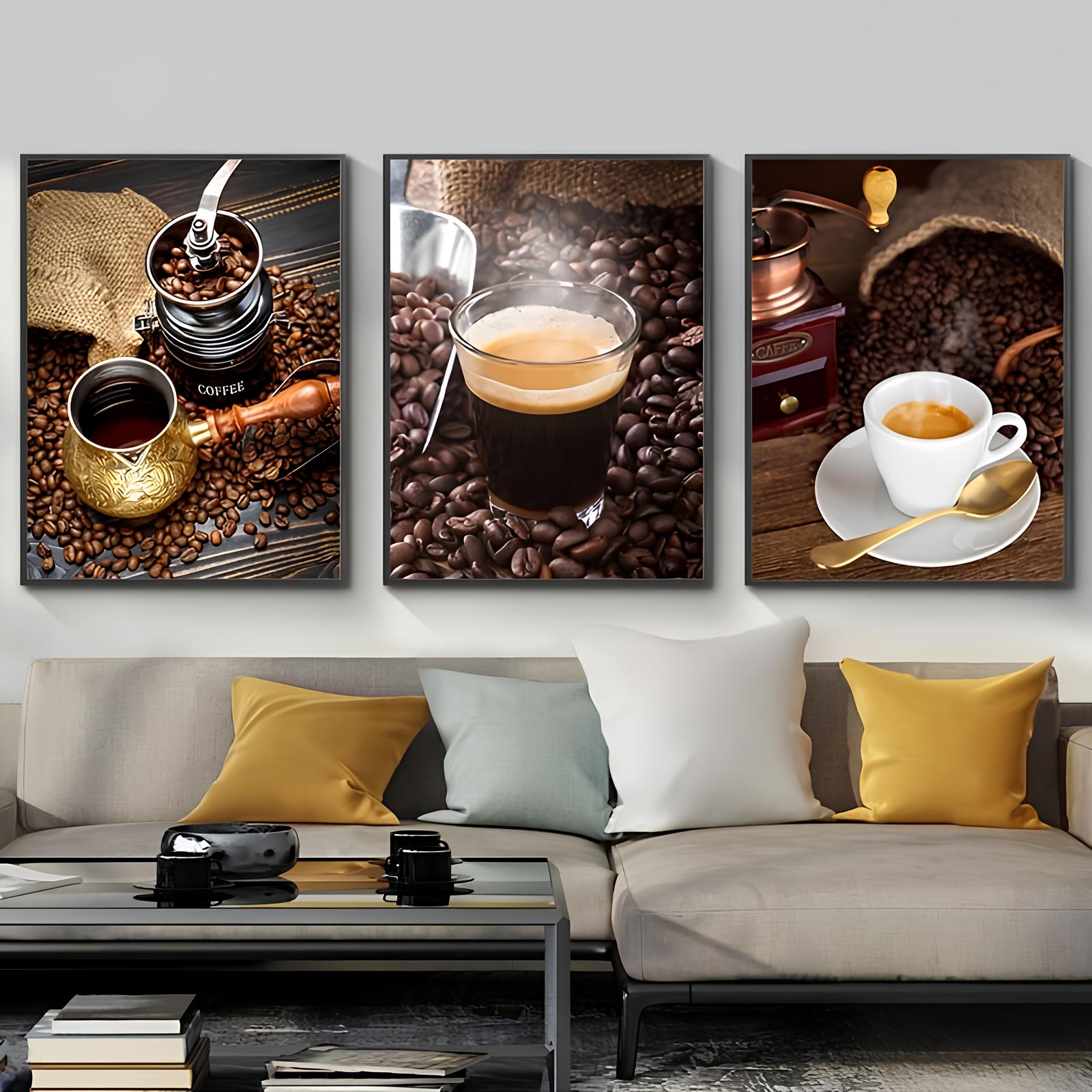 Tableaux Café - Tasse, Verre et Moulin à Café - UstensilesCulinaires