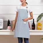 Striped cotton and linen kitchen apron