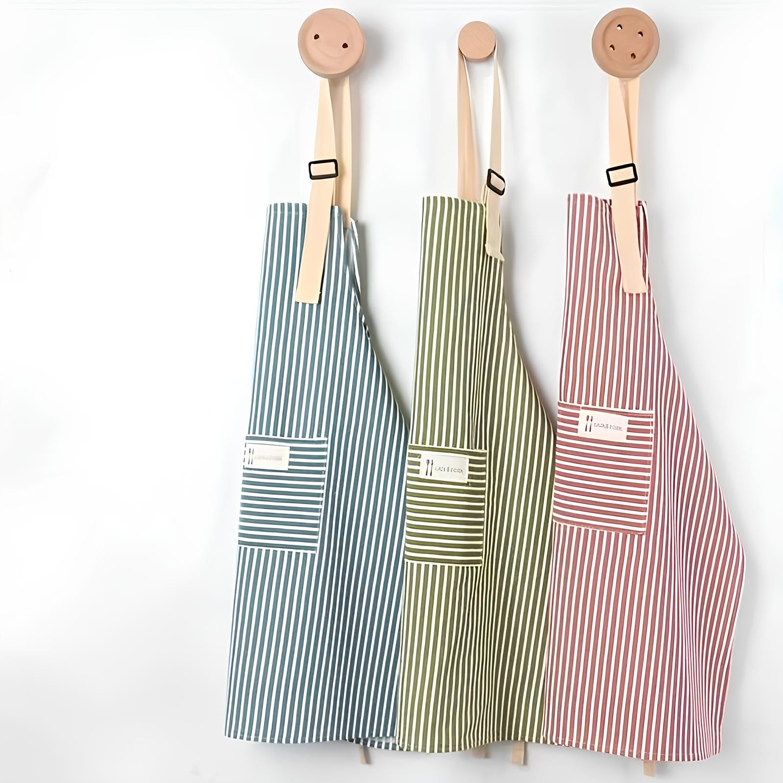 Striped cotton and linen kitchen apron