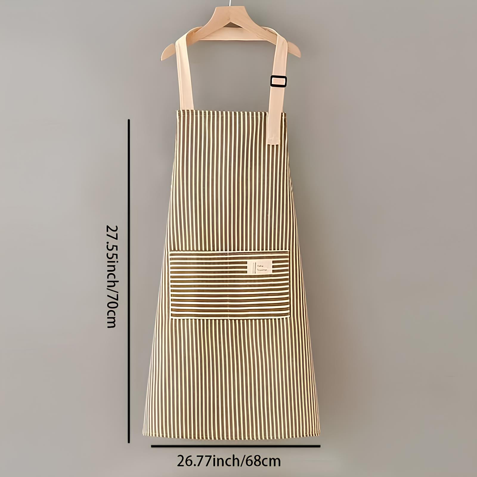 Striped cotton and linen kitchen apron