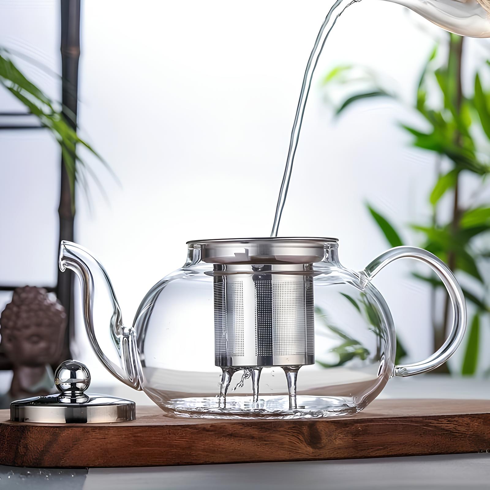 Théière infuseur ronde en verre borosilicate - UstensilesCulinaires