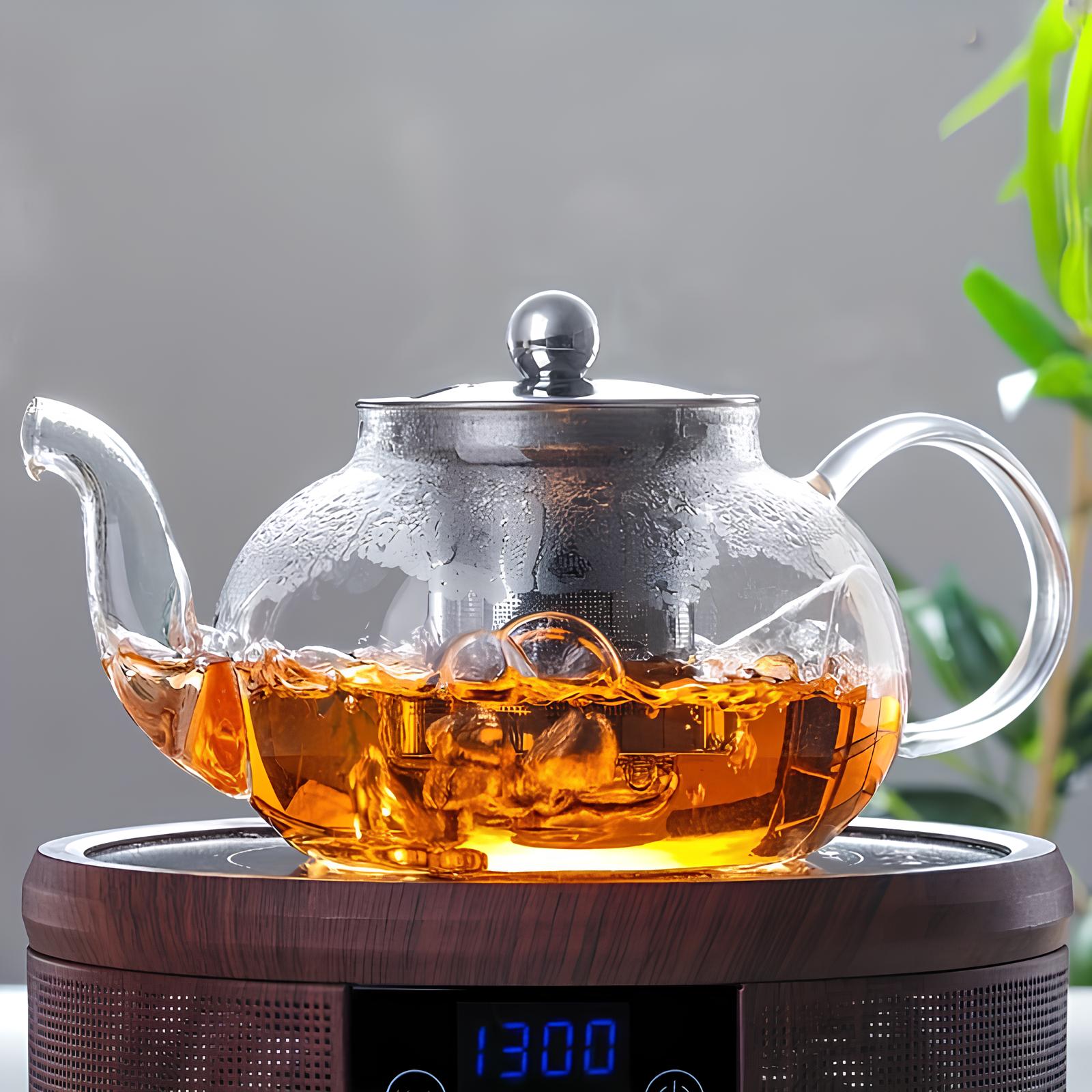 Théière infuseur ronde en verre borosilicate - UstensilesCulinaires