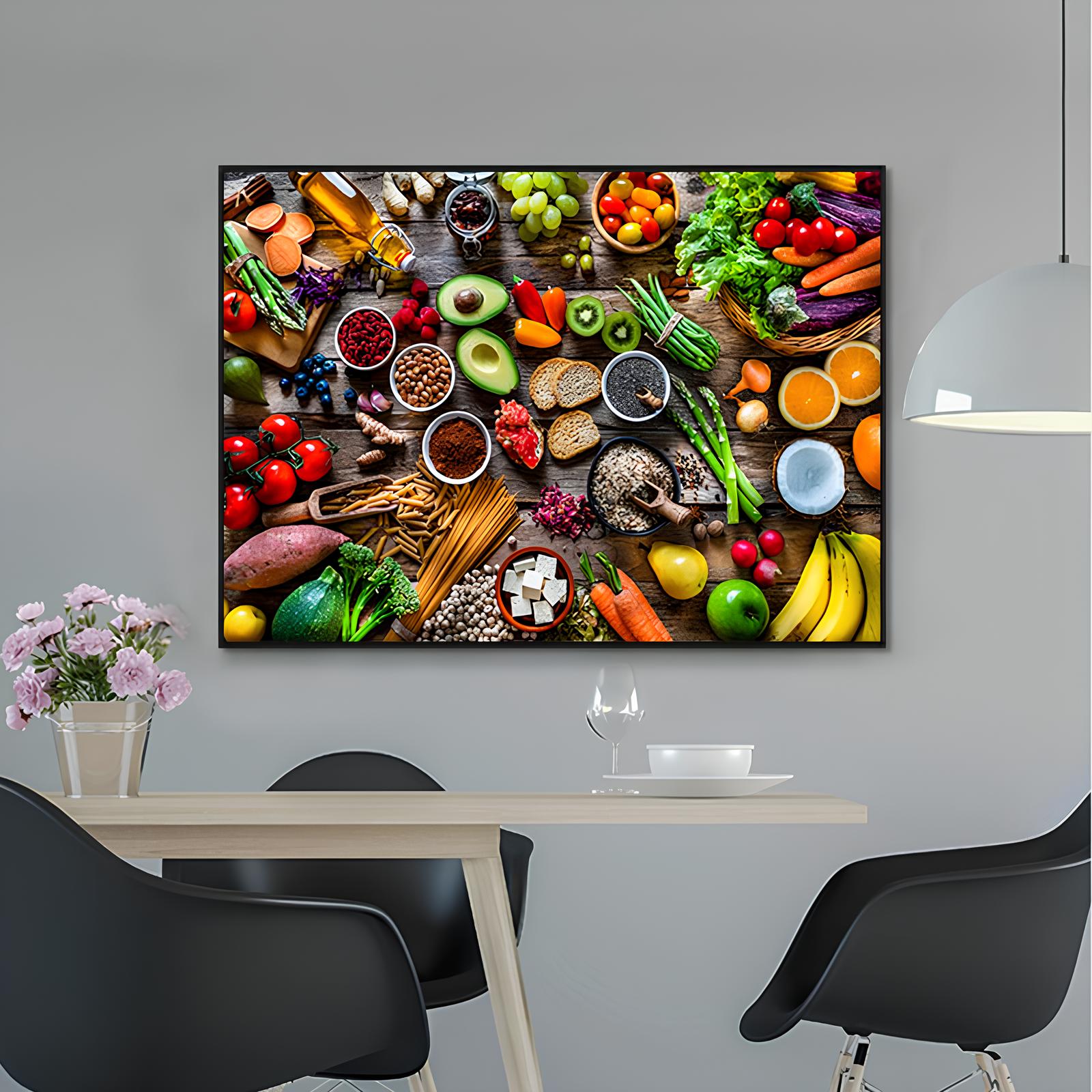 Tableau sur Toile - Assortiments de Fruits et Légumes - UstensilesCulinaires