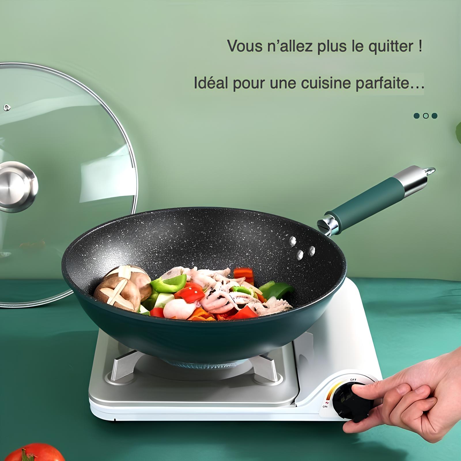 Wok en Fonte Vert - UstensilesCulinaires