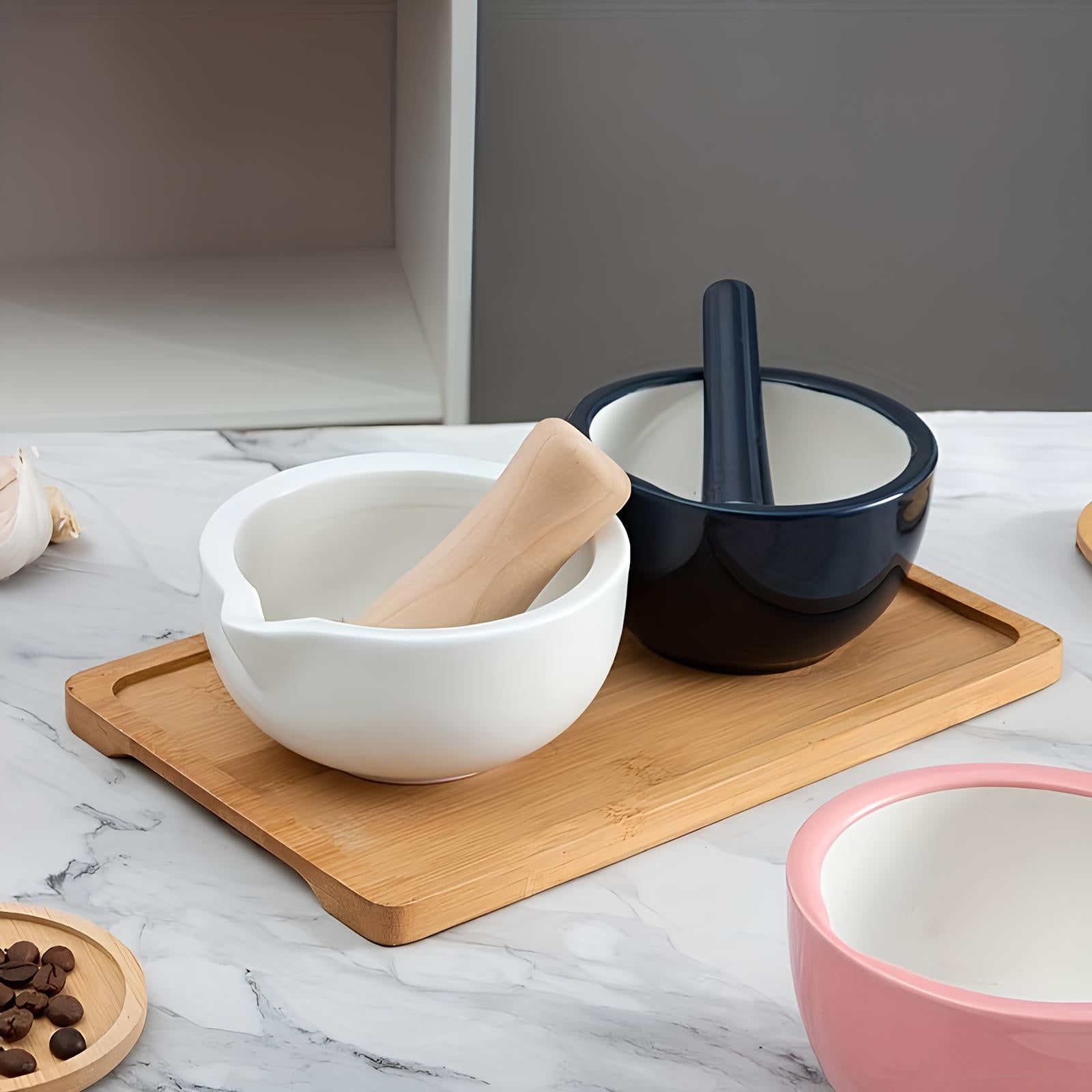 Mortier et pilon de cuisine en céramique - UstensilesCulinaires