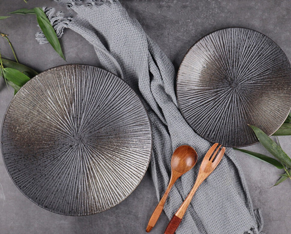 Assiette Ronde Avec Rebord | Assiettes Rayures | Ustensiles Culinaires
