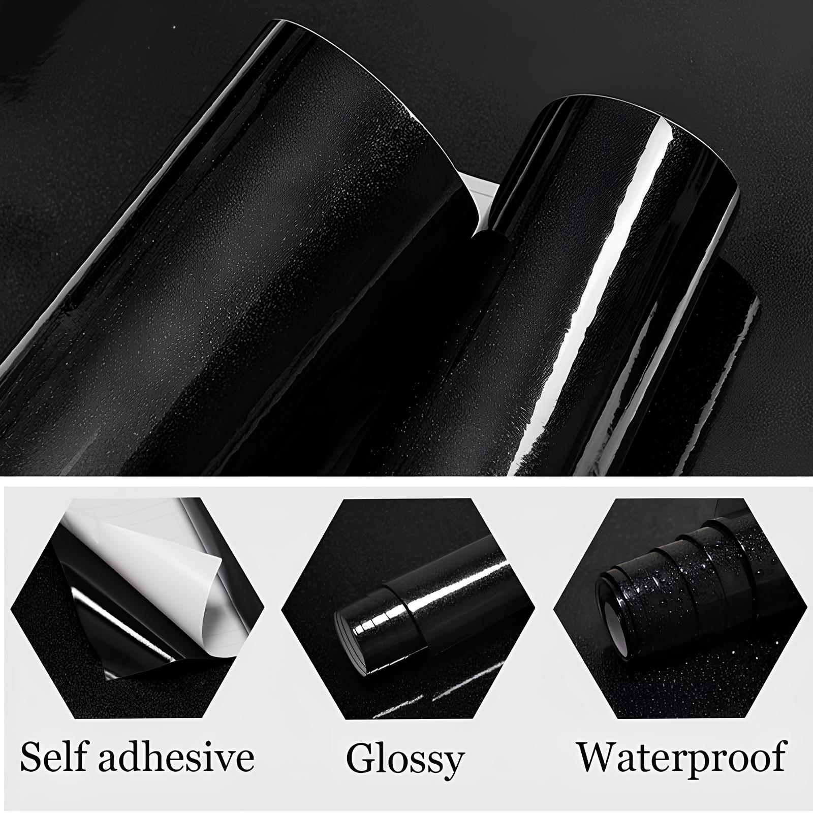 Papier adhésif pour meuble en vinyle noir brillant - UstensilesCulinaires