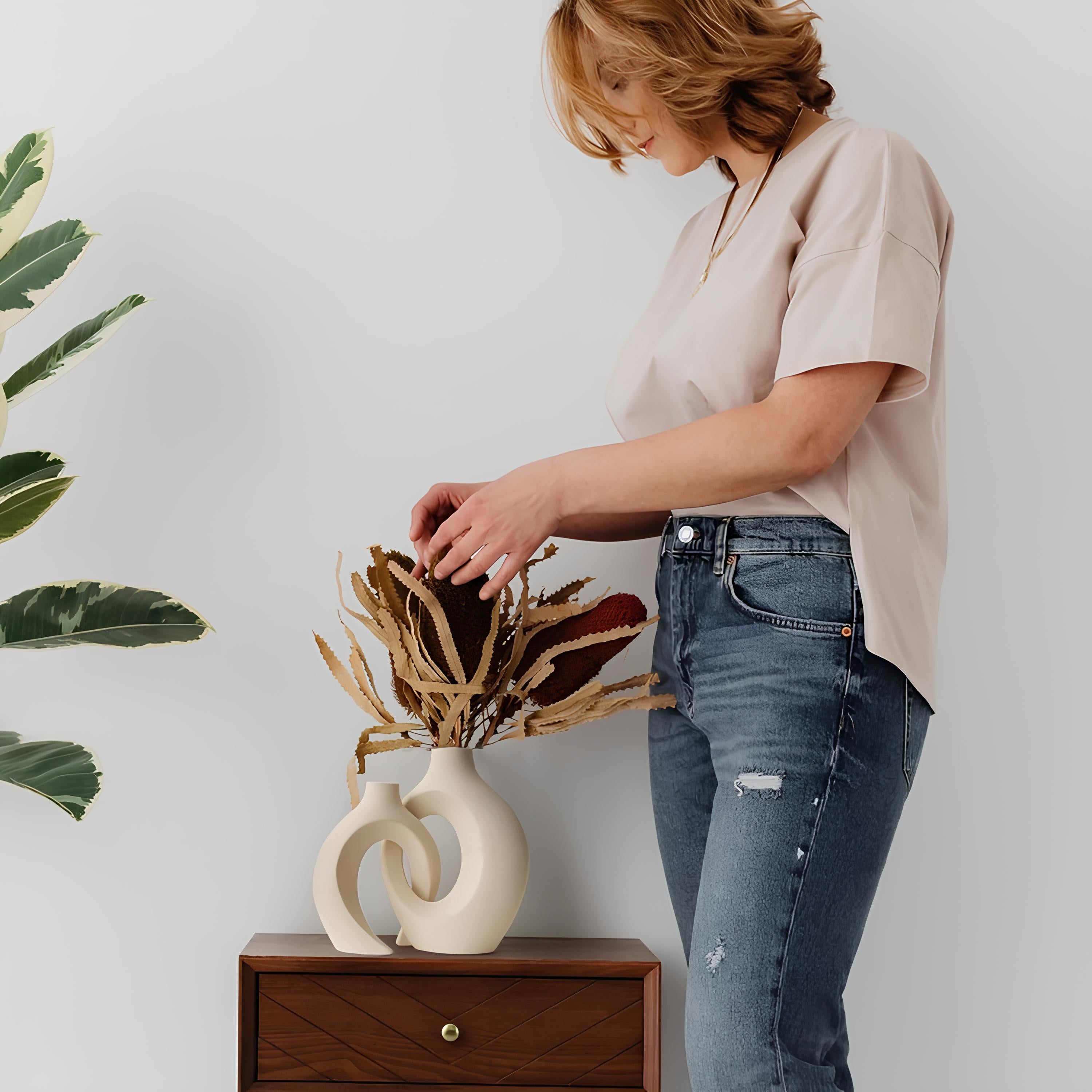 Ensemble de deux vases entrelacés - Harmonie décorative - UstensilesCulinaires