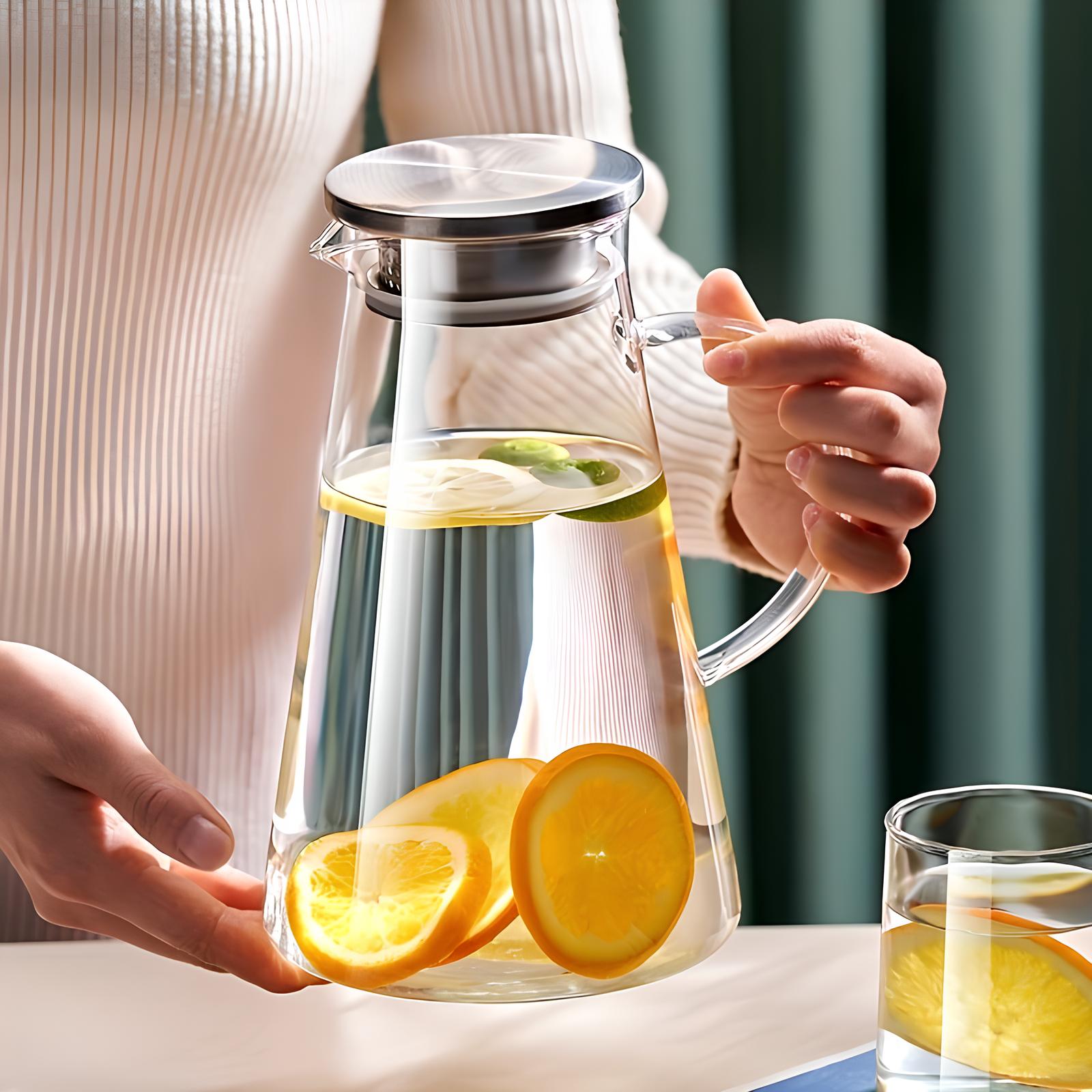Carafe d'eau en verre borosilicate double fonction - UstensilesCulinaires