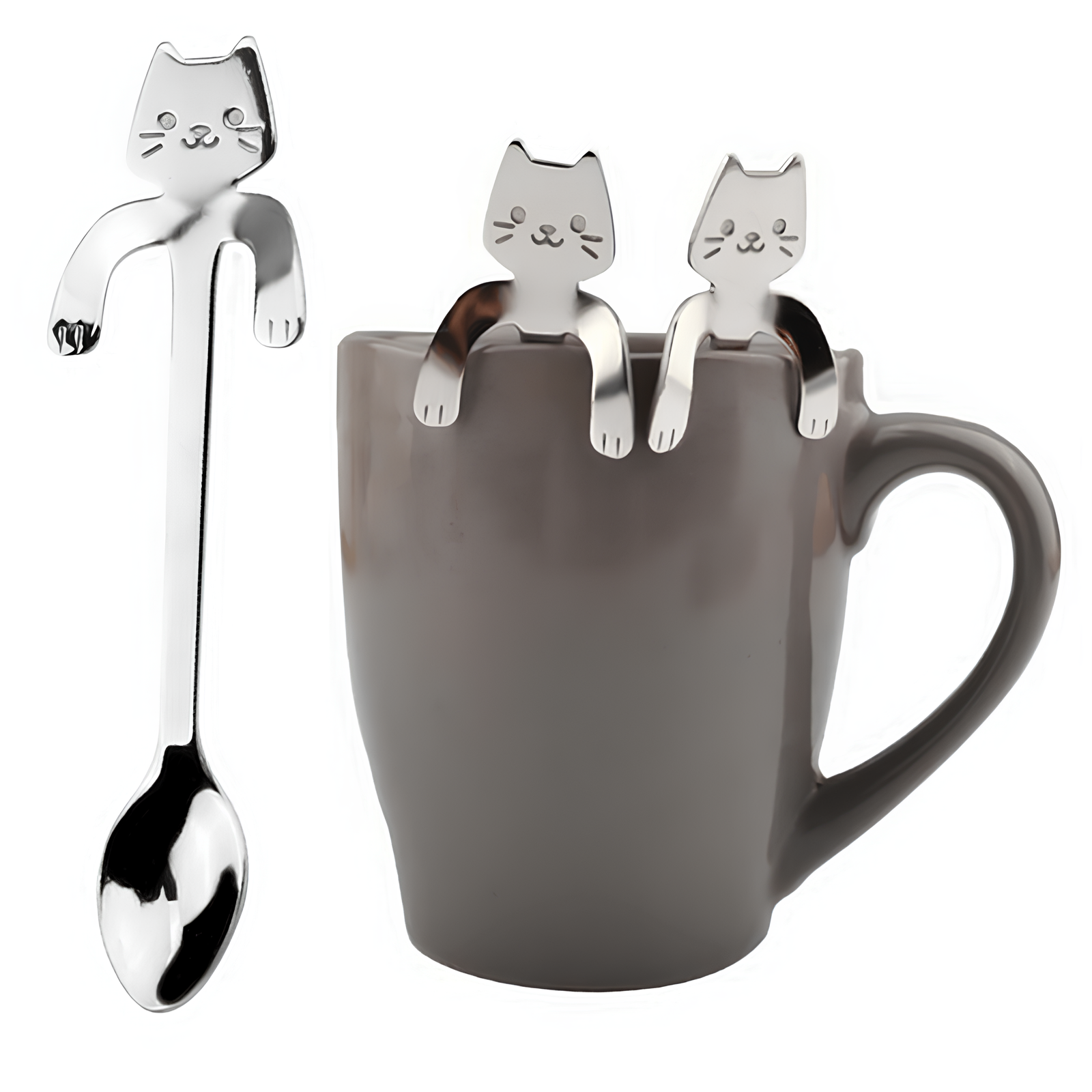 Cuillères à café en acier inoxydable en forme de Chat - UstensilesCulinaires