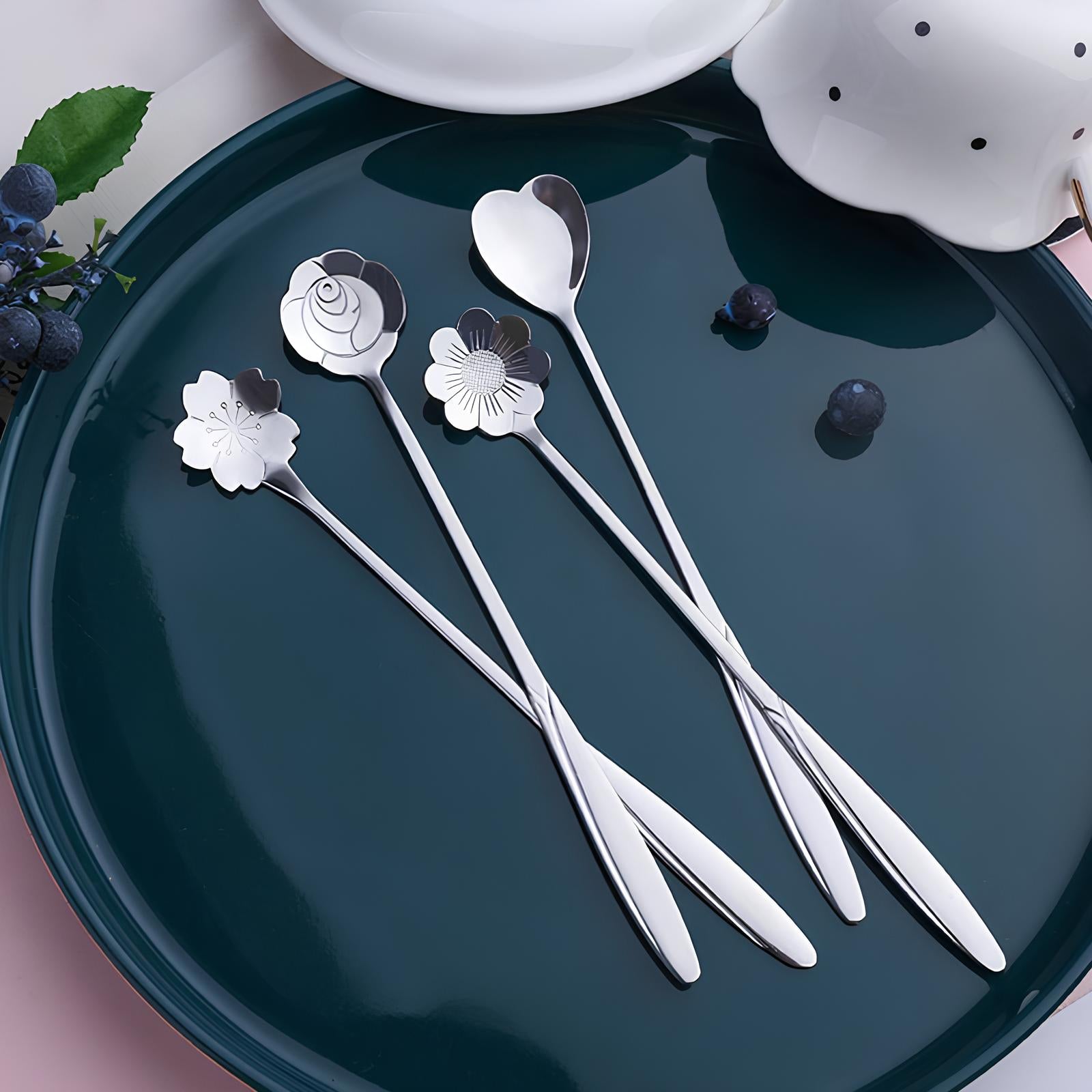 Cuillère à café en acier inoxydable en forme de Fleur - UstensilesCulinaires