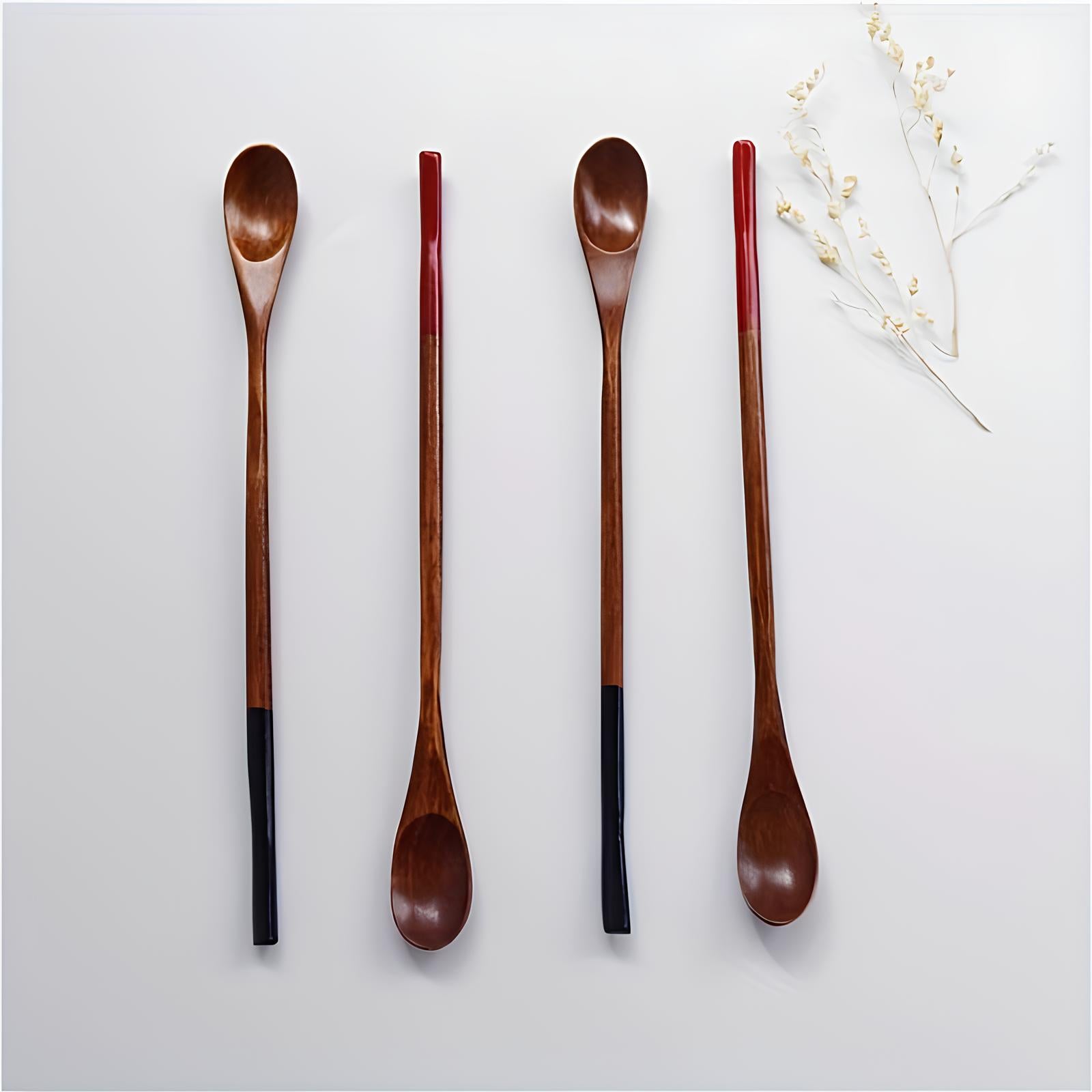 Cuillères en bois au marquage coloré - UstensilesCulinaires