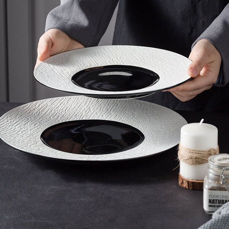 Assiette creuse blanche et noir  | Ustensiles Culinaires 